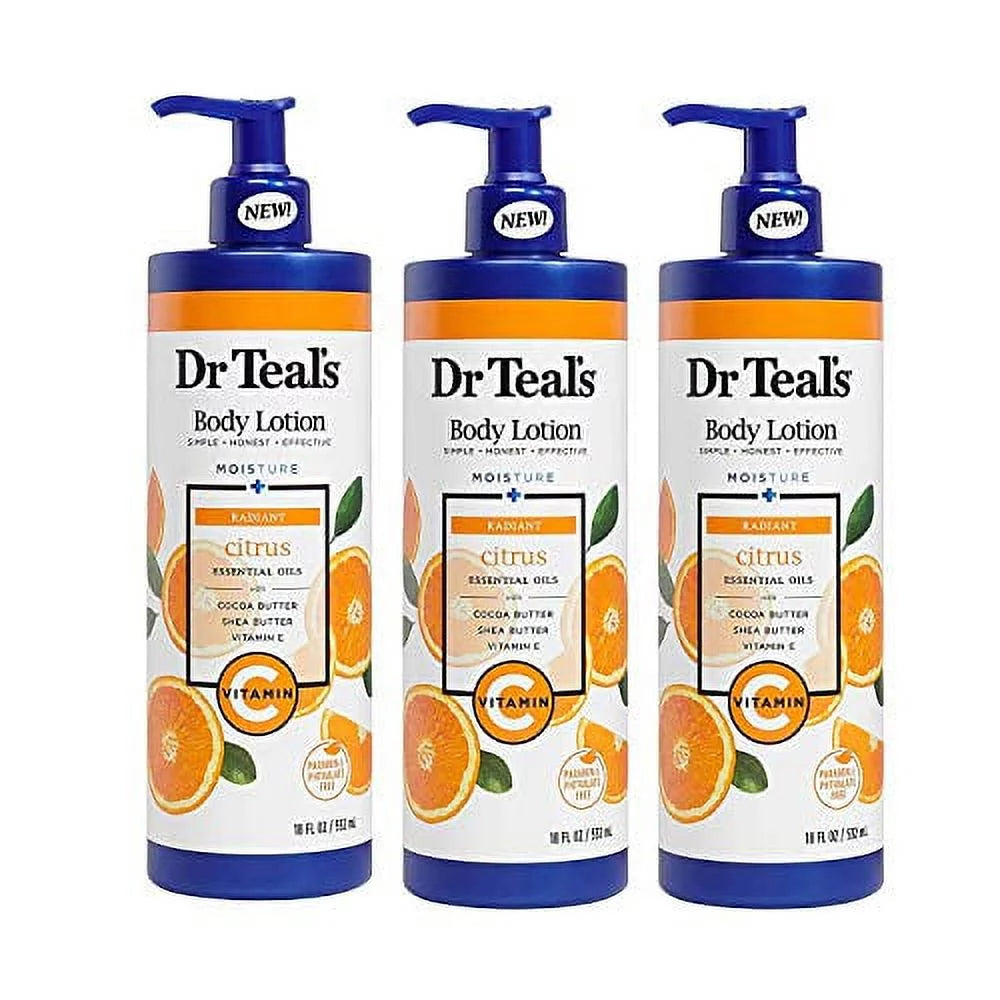 & 3 & Citrus with Body of C Teal's Dr. Pack Lotion Glow Radiance Vitamin Essential Oils 18oz